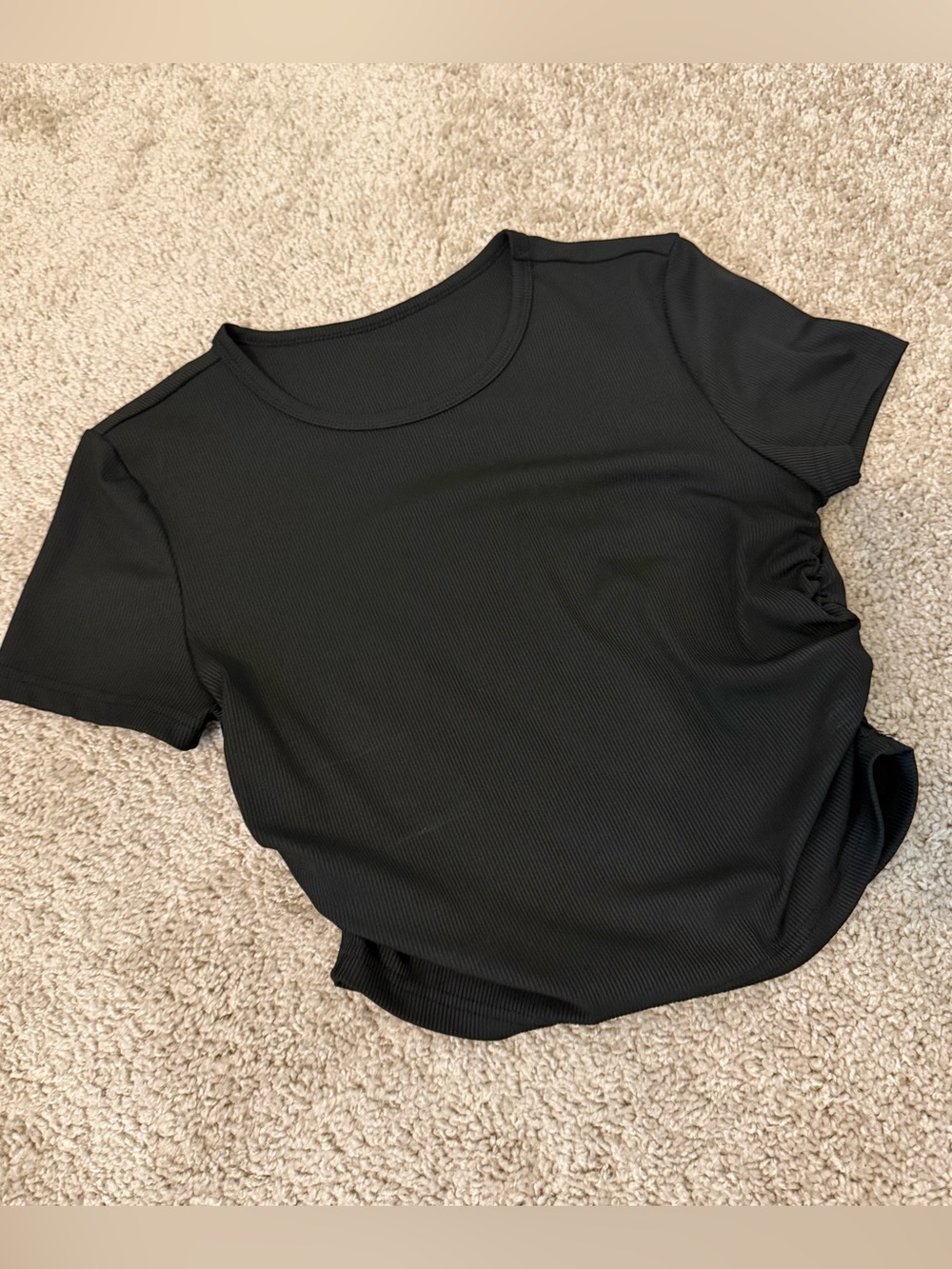 Black Ribbed Crop Top, Medium